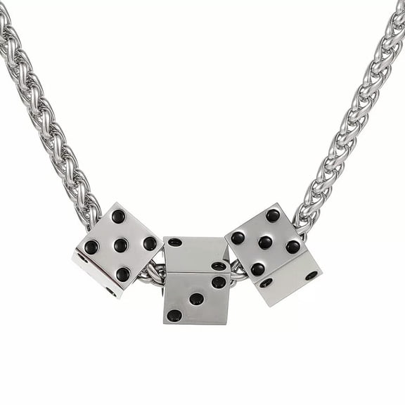 QQTDFG Hip Hop Unisex Titanium Steel Square Dice Pendant Necklace Couples Gift Necklace-default