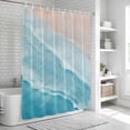 thumbnail image 6 of Blue Coastal Wave Shower Curtain, Waterproof Shower Curtains for Bathroom, Summer Modern Ocean Beach Washable Fabric Bathtub Curtain Set Bath Decor with 12 Hooks Extra Long 72"x96", 6 of 8