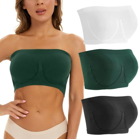 

dmqupv Eyeglass Stand 3 Pieces Sports Bras For Women Plus Size Strapless Bra Bandeau Padded Top Glasses Storage Organizer Vest Multicolour Small