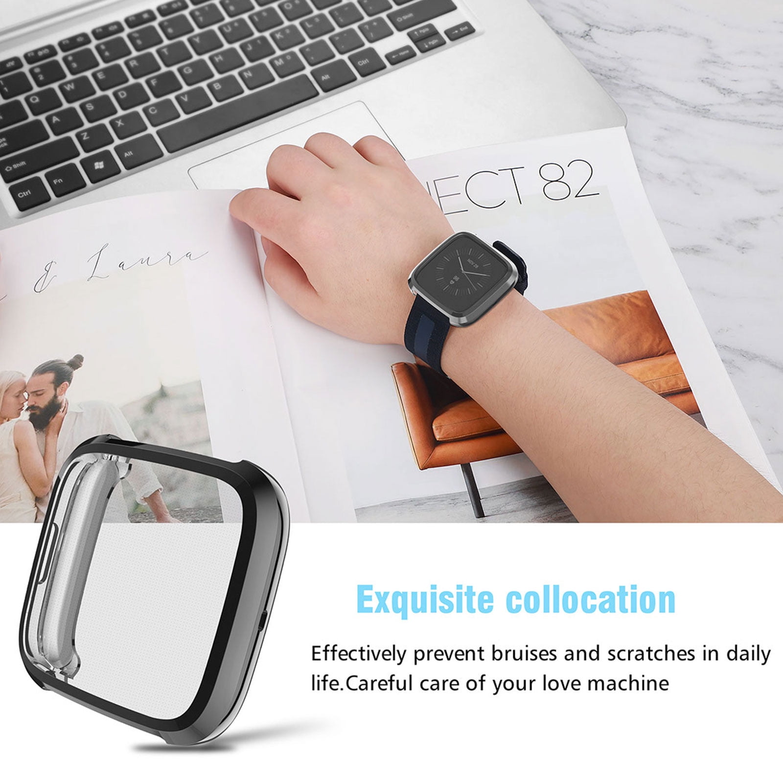 Silicone TPU Shell Case Screen Protector Frame Cover For Fitbit Versa CA ILO
