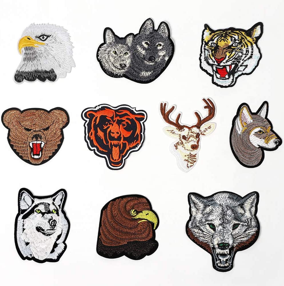 10 pcs Wild Animal Embroidery Applique Patches, Sew On/Iron On Patches