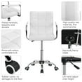 White Desk Chairs with Wheels/Armrests Modern PU Leather Office Chair