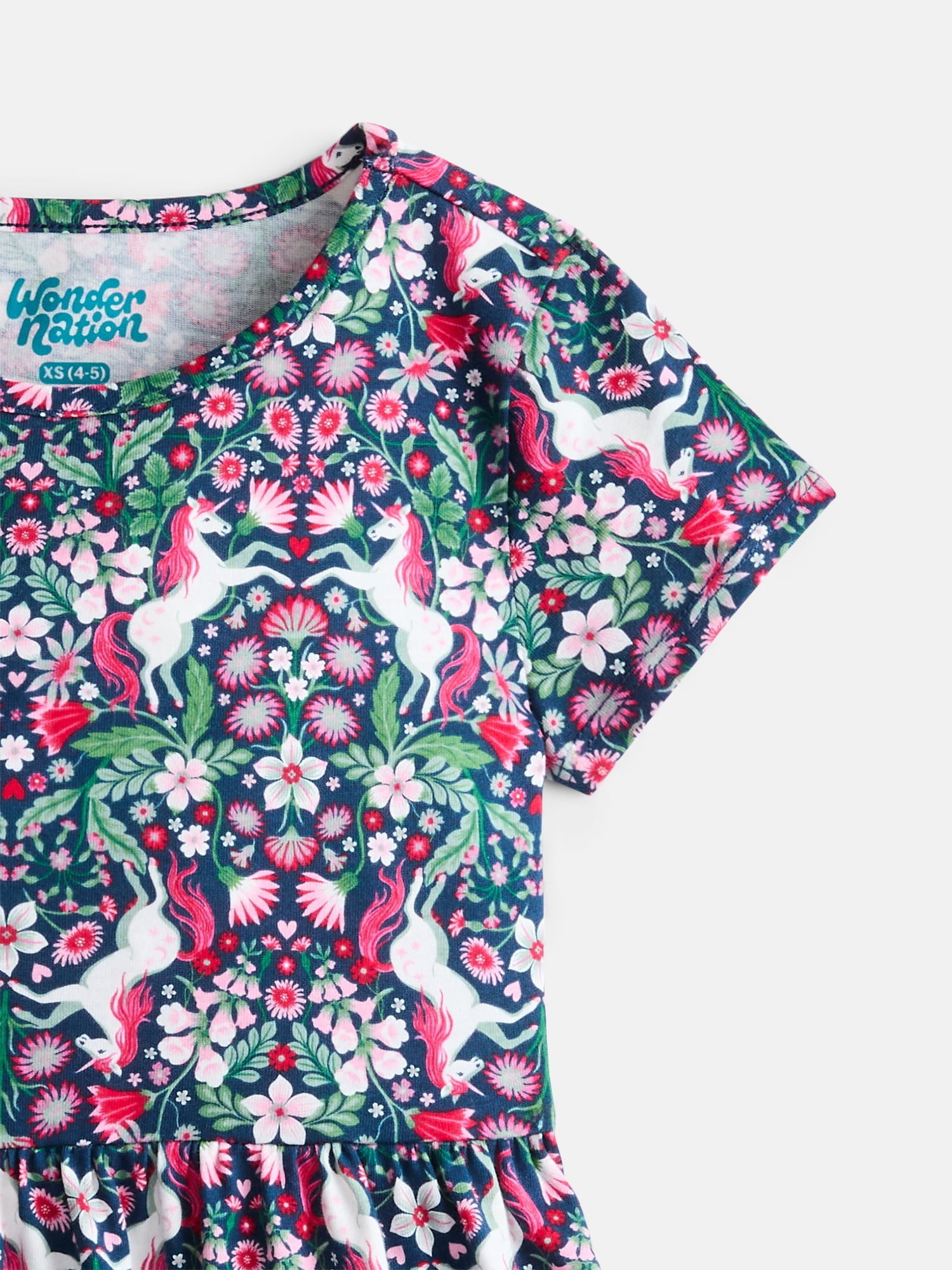 Wonder Nation Girls Play Dress with Short Sleeves, Sizes XS-XXL