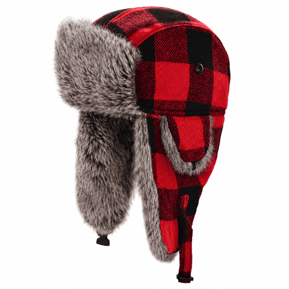 FLORNIX Unisex Winter Trapper Hat Lattice Plaid Print Plush Lined Ushanka Earflap Cap