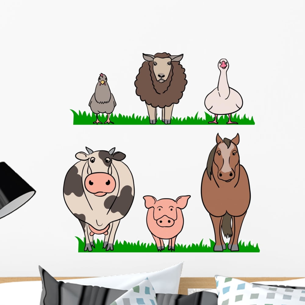 Farm Animals Wall Decal Mural by Wallmonkeys Peel and Stick Graphic (24