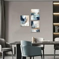 thumbnail image 4 of Modern Abstract Canvas Wall Art - Set of 3 Minimalist Canvas Wall Decor Blue and Brown Art Suitable for Instant Hanging Living Room Bedroom Bathroom Office Home Decor 12 x 16 Framed, 4 of 6