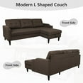 thumbnail image 2 of Lecut L Shaped Sofa Couch with Pull Out Bed Sleeper Sofa Sectional for Living Room Comfy Linen Fabric Tufted Pull Out Couch with Storage Chaise Cup Holders 75" Coffee, 2 of 9