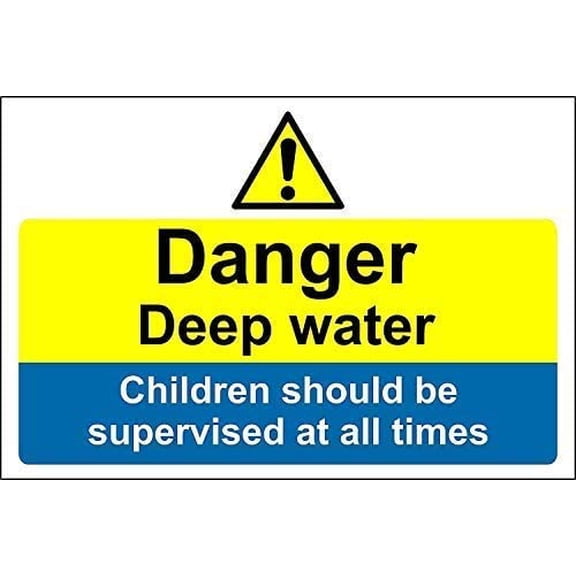 New Metal Sign Aluminum Sign Danger Deep Water Children Should Be Supervised at All Times Sign for Outdoor & Indoor