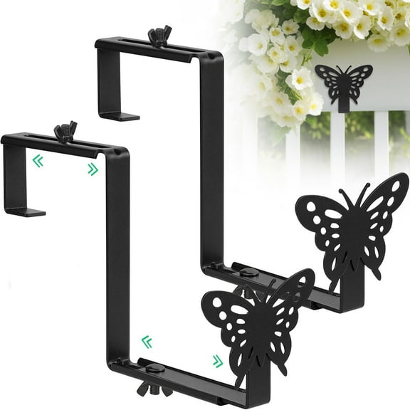 Planter Box Brackets, Adjustable Window Box Brackets Balcony Hanging, for Deck Railing Balcony Garden -2 Pcs