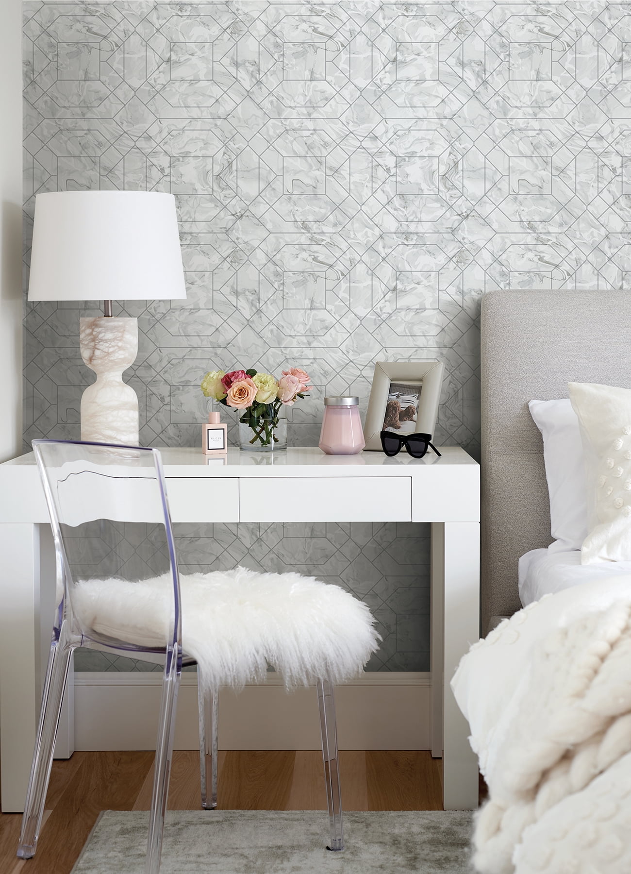 Rachel Zoe Silver Seraphina Peel & Stick Wallpaper