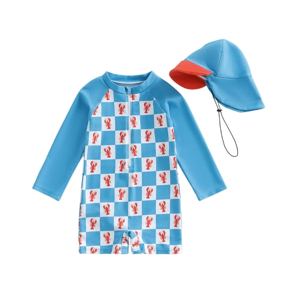 Girls One Piece Swimsuits Rash Guard Baby Boys Swimsuit Sun Bathing with for Toddler Summer Pool Beach Swimwear 6-12 Months