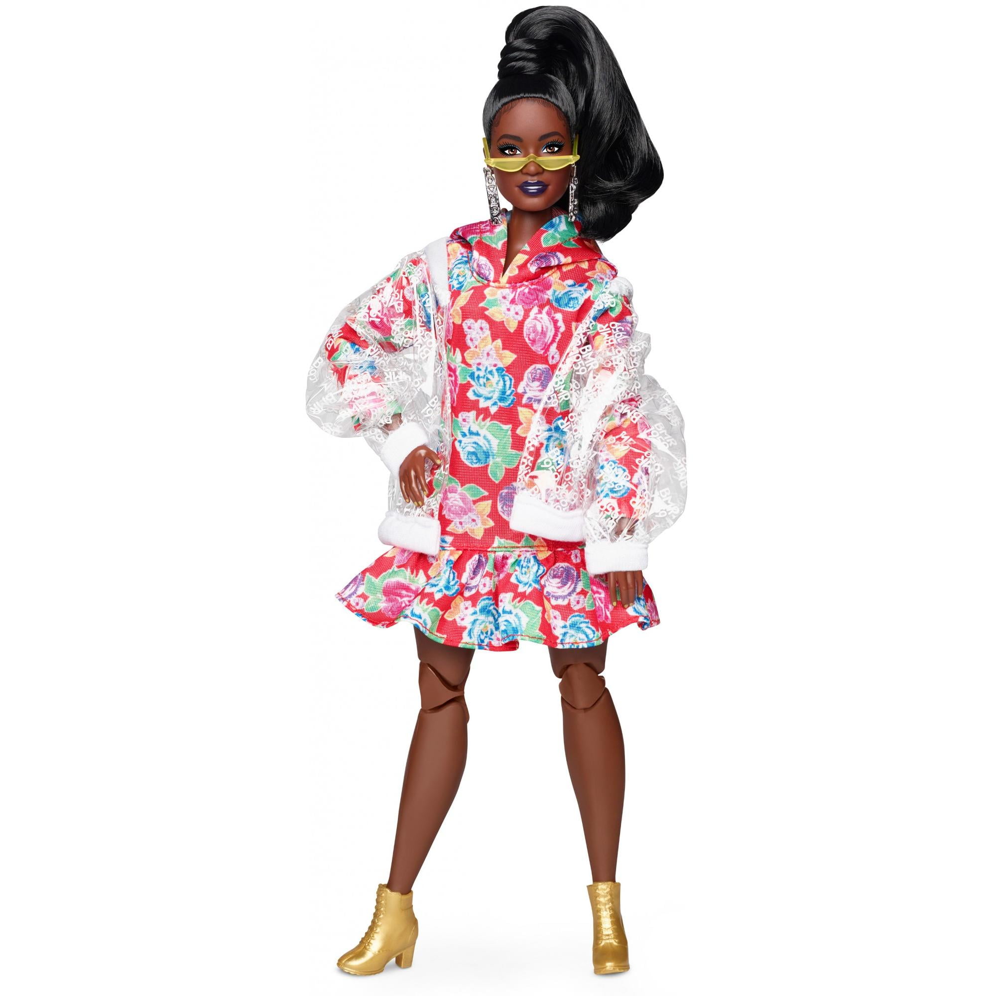 Barbie BMR1959 - Clear Vinyl Bomber Jacket & Floral Hoodie Dress - Walmart.com