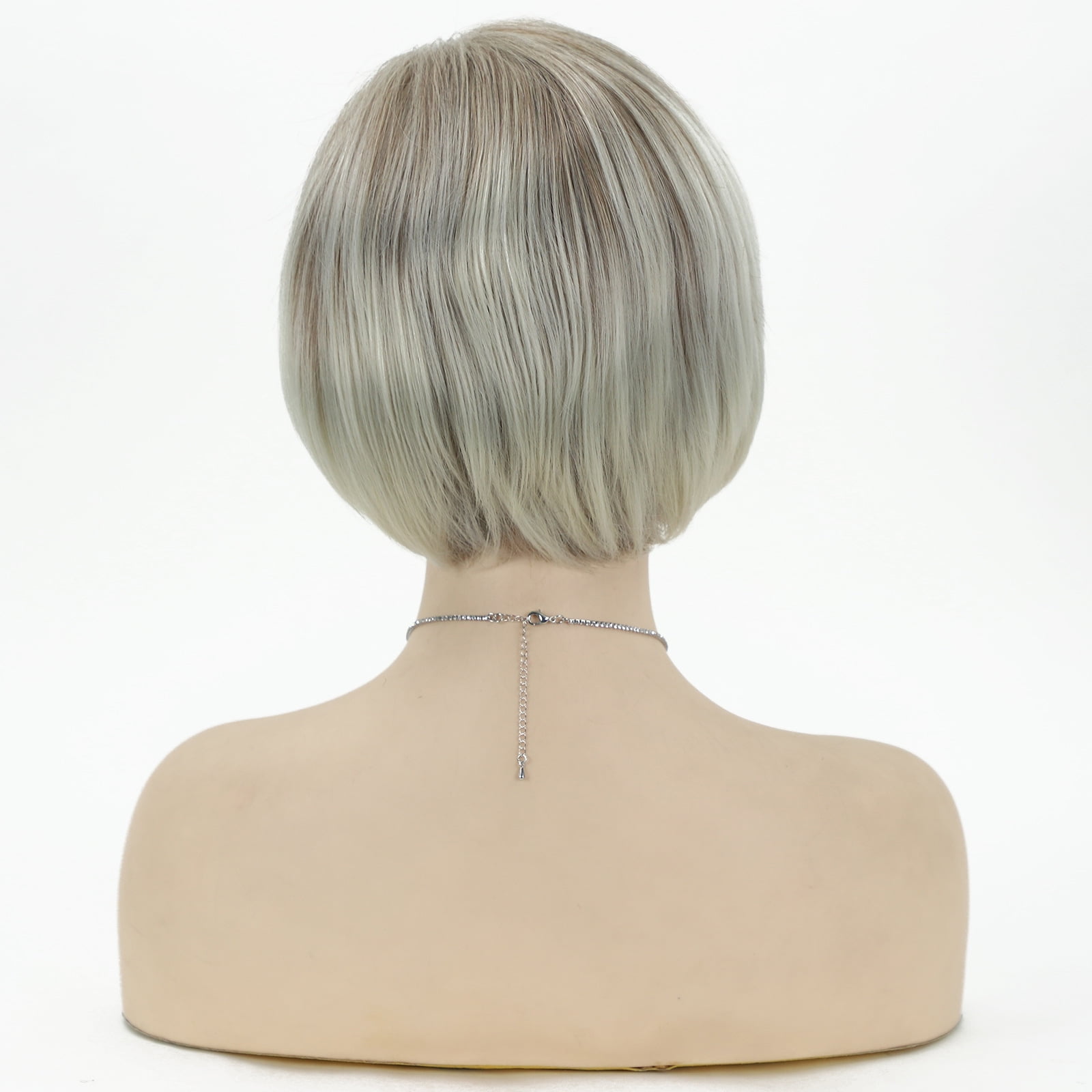 Platinum Blonde Bob Wig for Women – Short Straight Synthetic Wig with Side Part