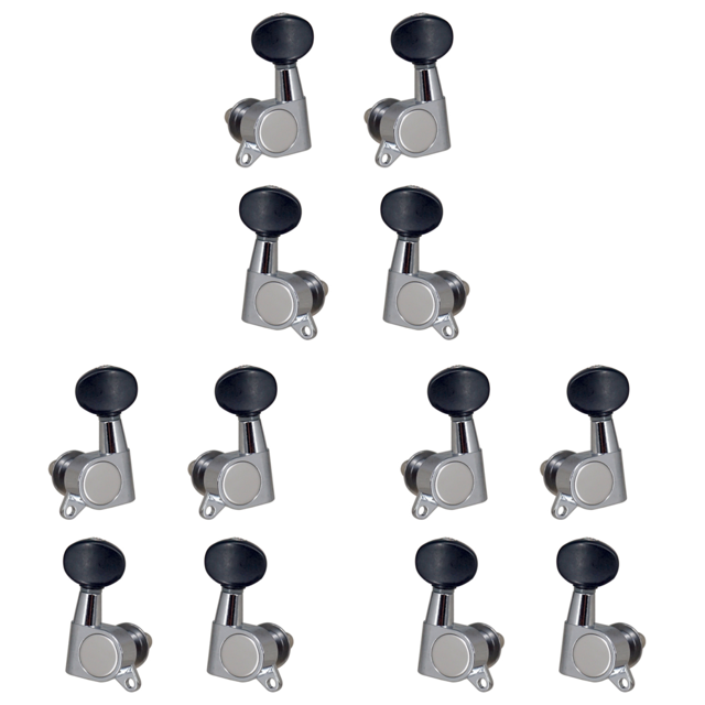 Clavijas Afinación Botones Cuerdas Guitarra 4 (plateadas) Negras