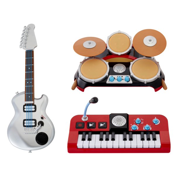 First Concert Set with Electric Guitar, Drum and Keyboard, 4 Play Modes