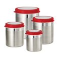 thumbnail image 1 of Tramontina 4-Piece Stainless Steel Canister Set with Red Lids, Dishwasher Safe, for Goods, Flour, Snacks, and Pasta, 1 of 4
