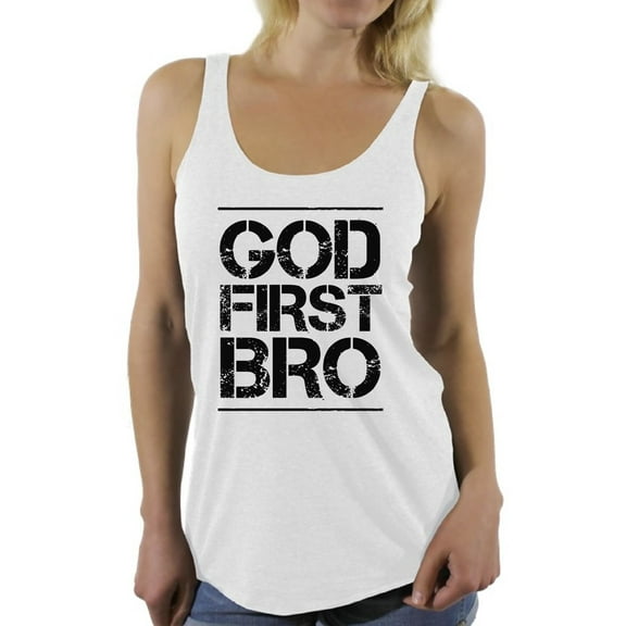 Awkward Styles God First Bro Racerback Tank Tops for Women Christian Clothes for Ladies Jesus Womens Racerback Tank Top Jesus Clothing Jesus Tanks T Shirt for Her God First Bro Ladies Shirt