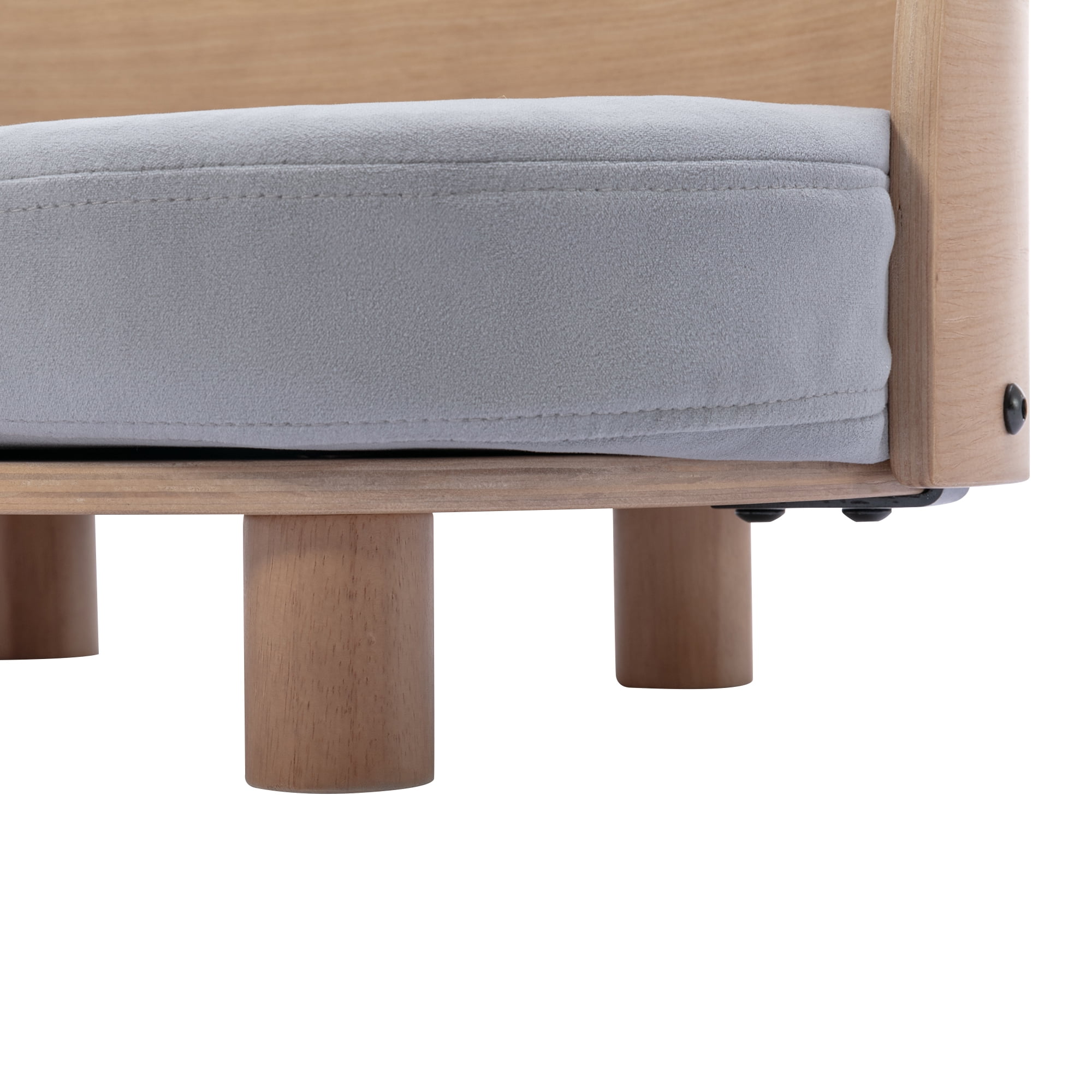 Pefilos 26" Modern Pet Sofa Dog Bed With Solid Wood legs and Bent Wood Back, Velvet Cushion, Walnut, Light Gray Pefilos 26" Modern Pet Sofa Dog Bed With Solid Wood legs and Bent Wood Back, Velvet Cushion, Walnut, Light Gray