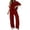 Wine, variant on Ynynloco 2 Piece Cotton Linen Outfits for Women Casual Tracksuit Short Sleeve Tops And Wide Leg Long Pants Matching Lounge Sets