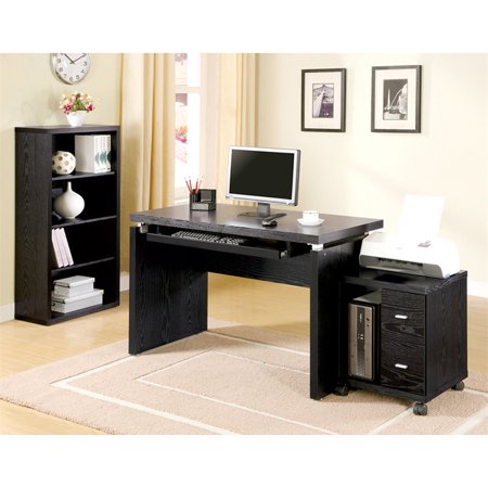 Bowery Hill 2 Drawer Printer Stand In Black Oak And Silver
