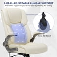 thumbnail image 5 of MALOL High-Back Executive Office Chair – Ergonomic Leather Desk Chair with Flip-Up Arms, Adjustable Tilt, and Swivel Rolling Design for Home & Office, Ivory, 5 of 19