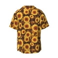 thumbnail image 6 of Lsque Vintage Brown Plaid Sunflower print Men's Cuban Collar Short Sleeve Shirt Summer Beachwear Casual Button Down Fashionable Vacation Leisure Shirt-Small, 6 of 7
