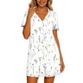 thumbnail image 2 of Gamivast Nightgown for Women Short Sleeve Round Neck Loose Fit Comfy Sleep Shirt Contrast Trim Star Print Ultra Soft Loungewear Nightwear Pajamas, 2 of 7
