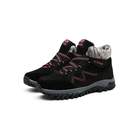 

Woobling Womens Hiking Boots Leather Walking Winter Warm Anti-Slip Outdoor Shoes