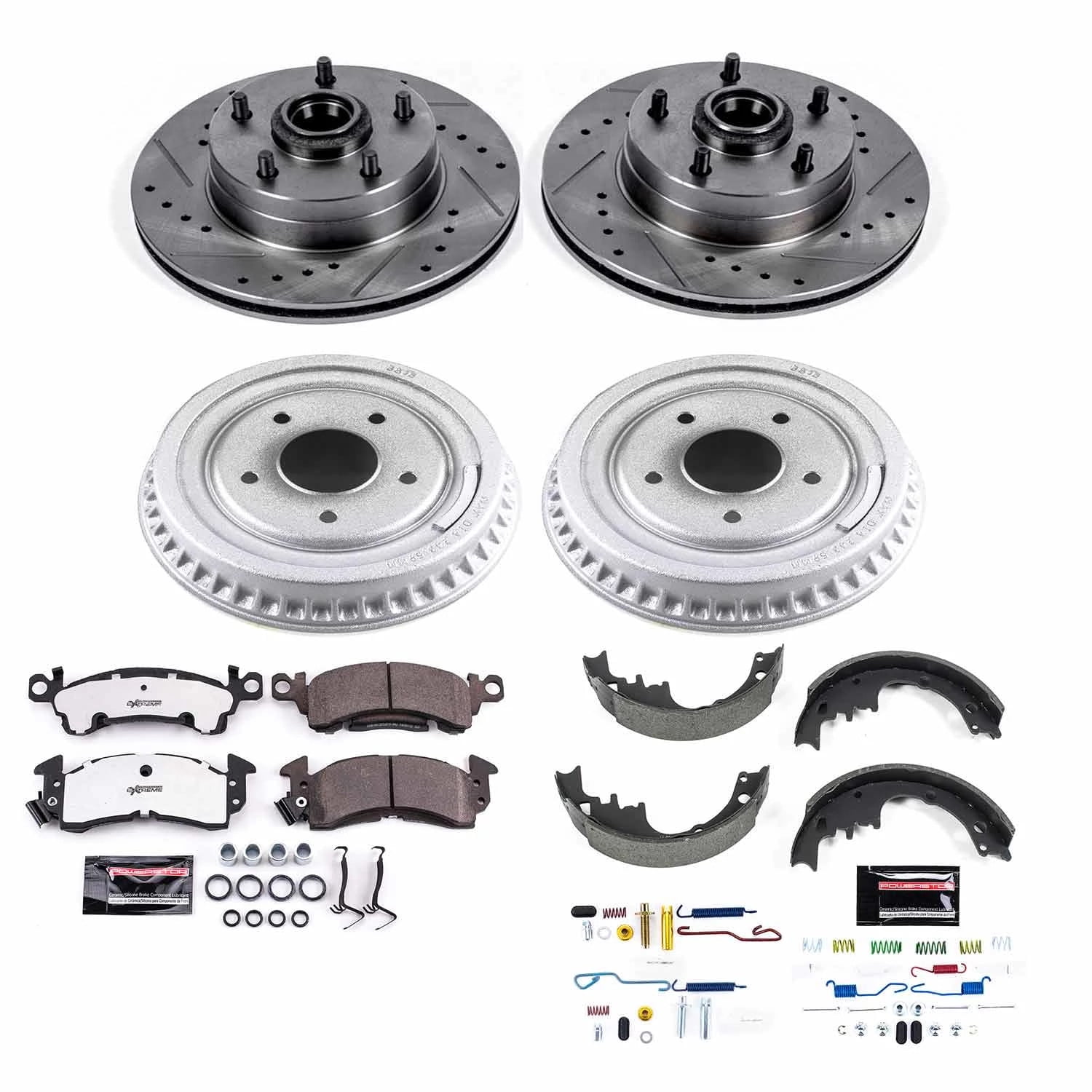 PowerStop Front and Rear Z26 Street Warrior Brake Pad Rotor Drum and Shoe Kit Fits: BUICK CHEVROLET GMC OLDSMOBILE PONTIAC Select Models K15024DK-26