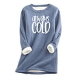 thumbnail image 3 of Jinhomg Winter Sherpa Sweatshirt for Women Trendy Letter Print Crew Neck Loungewear Tops Soft Cozy Thick Fleece Lined Thermal Pullover Blue XXXL, 3 of 6