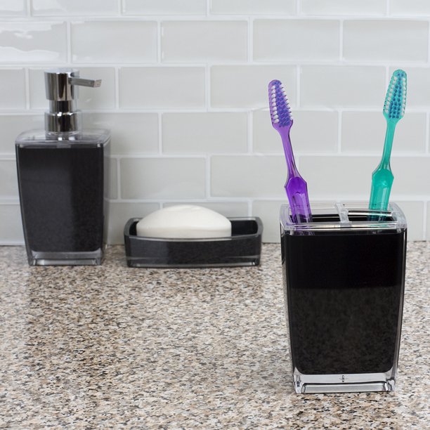 Acrylic Plastic Toothbrush Holder, Black