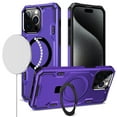 thumbnail image 2 of For Apple iPhone 15 (6.1") Foldable Magnetic Ring Invisible Stand [Compatible with MagSafe] Heavy Duty Protective Cover ,Xpm Phone Case [ Purple ], 2 of 4
