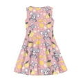 thumbnail image 4 of FOR U DESIGNS Koala Lemon Sleeveless Dress Teen Girls Spring Summer Daily School Outfits Cute Pink High Waistline Princess Dresses Kids Flared Dress Size 3-4, 4 of 6