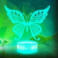 thumbnail image 2 of YSTIAN 3D Butterfly Night Light Lamp Illusion Night Light 7 Color Changing Touch Switch Table Desk Decoration Lamps Acrylic Flat ABS Base USB Cable Toy (Bus), 2 of 3