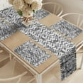 thumbnail image 2 of Ambesonne Grey Chevron Table Runner & Placemats, Fractal Waves, Placemat 4 pcs + Runner 12"x90", Dark Grey Pearl, 2 of 2