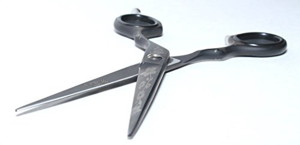 TreSharp Professional Razor Edge 6" Serrated Shears Black with floral Design