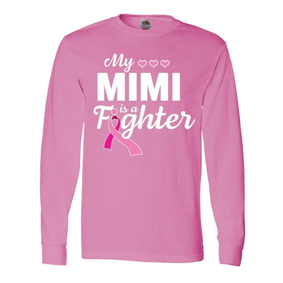 Inktastic Breast Cancer Awareness My Mimi is a Fighter Long Sleeve T-Shirt