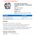 thumbnail image 2 of Front Brake Pad and Rotor Kit - Compatible with 2008 - 2014 Mitsubishi Lancer 2009 2010 2011 2012 2013, 2 of 2