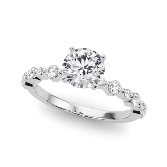 Round Brilliant Cut Solitaire With Accents Engagement Ring 925 Silver