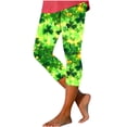 thumbnail image 2 of BRGZLK St Patricks Day Yoga Pants Leggings For Women High Waisted Casual Capri Pants Shamrock Irish Green Graphic Soft Stretchy Tights, 2 of 5