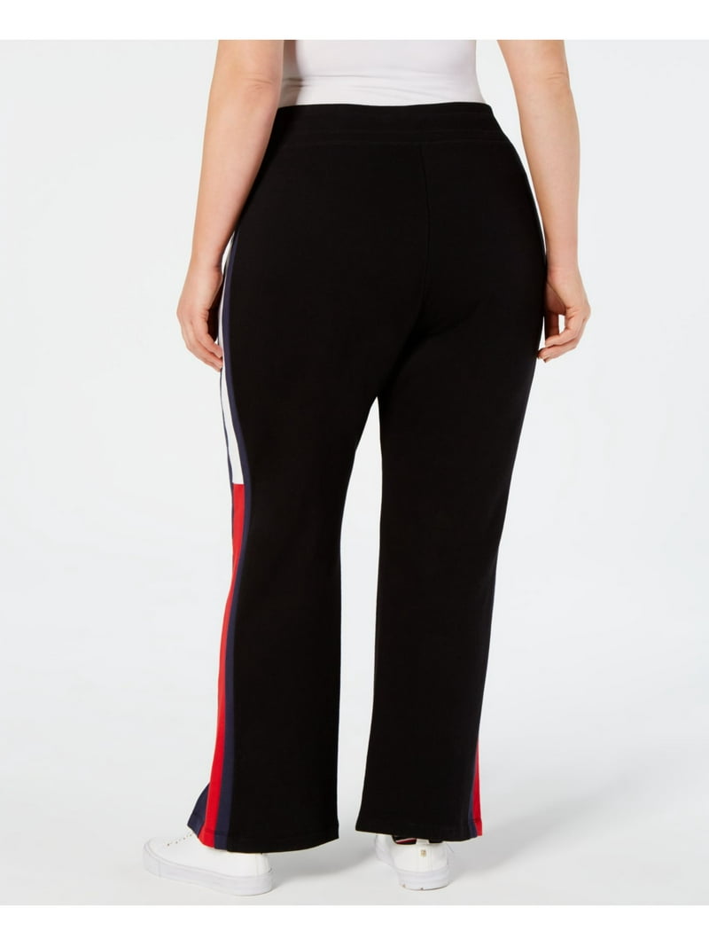TOMMY HILFIGER SPORT Womens Black Color Block Active Wear Flare