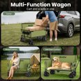 thumbnail image 5 of GVDV Heavy Duty Folding Wagon with Bench Seat – 550lbs/220L Large Collapsible Cart for Beach, Camping, Shopping, Tailgating, Sports & Groceries, Green, 5 of 8