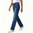 thumbnail image 6 of SAWOBUUN Women High Waist Straight Leg Jeans 4 Button Washed Gradient Denim Pants Thick Winter Casual Denim Jeans, 6 of 9