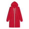 thumbnail image 4 of Swanpen Women's Solid Color Zip Up Long Hoodie Jacket Loose Mid Length Fleece Coat with Side Pockets, 4 of 5