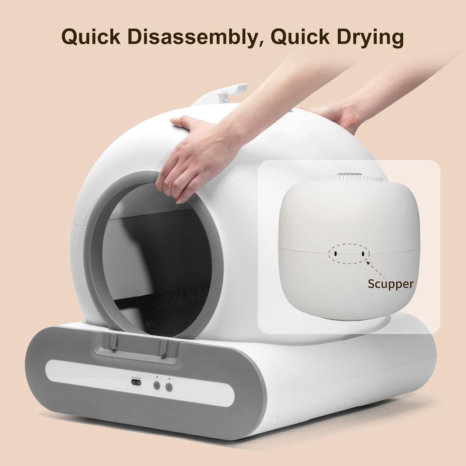 DOEL Self Cleaning Smart Cat Litter Box, 65L Automatic Cat Litter Box with APP Control and Integrated Safety Protection