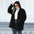 thumbnail image 5 of Lovskoo Winter Coats for Women Plus Size Fuzzy Fleece Hooded Zipper Long Sleeve Solid Color Plush Long Sleeve Hooded Casual Jacket Black, 5 of 7