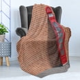 thumbnail image 4 of Phone Booth Soft Flannel Fleece Throw Blanket, Iconic British Telephone Kiosk on Brick Wall London Urban, Cozy Plush for Indoor and Outdoor Use, 50" x 70", Pale Rust Vermilion, by Ambesonne, 4 of 5