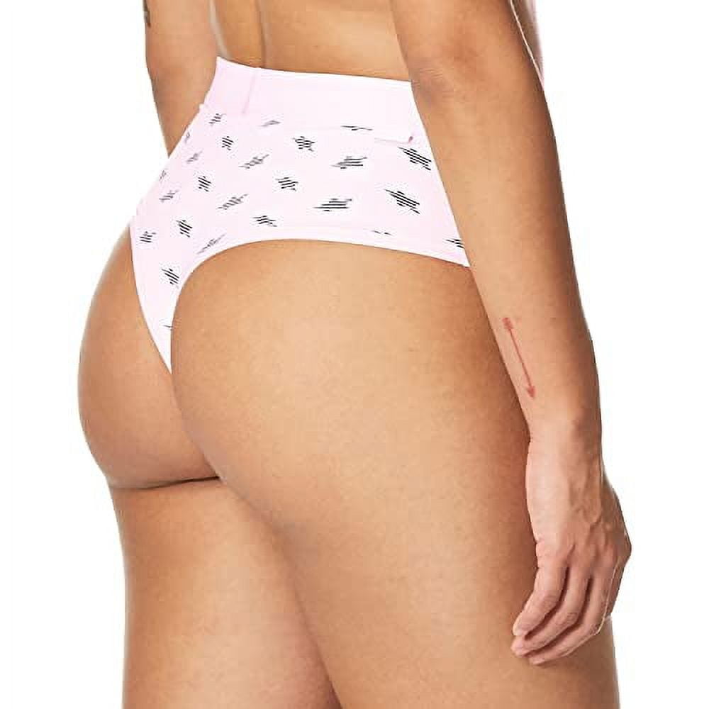 Calvin Klein Womens Ck One Micro High-Waist Thong Panty Medium Sleeping  Star Printpearly Pink 