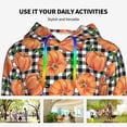thumbnail image 4 of Lsque Autumn Pumpkins Gingham Pattern Casual Women's Hoodie,Hooded Sweatshirt with Kangaroo Pocket,Pullover Hoodie with Eye-catching Drawstrings-Small, 4 of 7