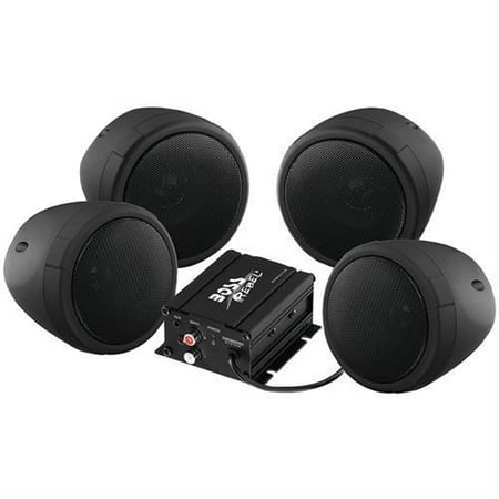 BOSS AUDIO MCBK470B 1 000-Watt Motorcycle/All-Terrain Speaker & Amp System (Bluetooth(R) Audio Streaming Black)